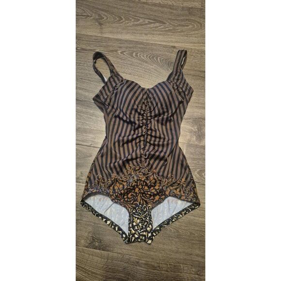 Vintage Maxine Of Hollywood Shirred Front Women's One Piece Swimsuit Sz 10 - Picture 1 of 4